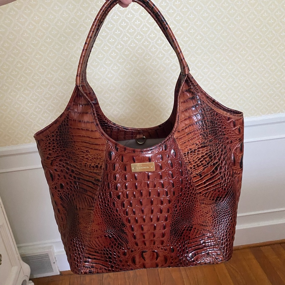 Brahmin Melbourne Collection Finley Leather Crocodile Shoulder Bag